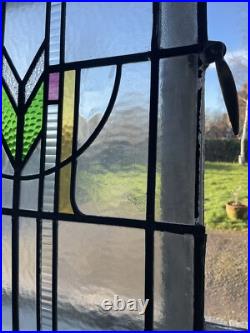 Antique Art Deco Leaded Stained Glass Window Panel 1920s, Unique