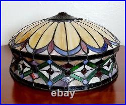 Antique Art Deco Slag Stain Glass Leaded Ceiling Lamp Shade Tiffany Style Craft