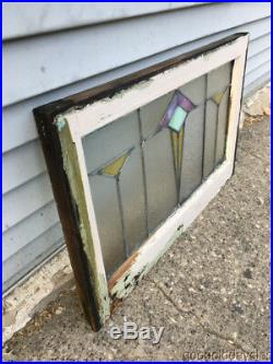 Antique Art Deco Stained Leaded Glass Transom Window 30 by 19 Circa 1925