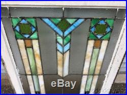 Antique Art Deco Stained Leaded Glass Window 31 by 24