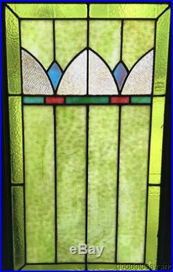 Antique Art Deco Stained Leaded Glass Window 33 by 20 Circa 1925