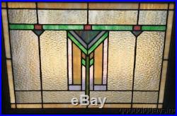 Antique Arts & Crafts Chicago Bungalow 34x25 Stained Leaded Glass Transom Window