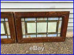 Antique Arts & Crafts Craftsman Style Stained Leaded Glass Transom Windows 29 18