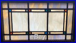 Antique Arts & Crafts Craftsman Style Stained Leaded Glass Transom Windows 29 18