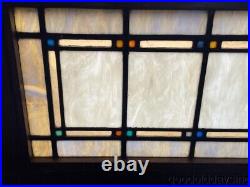 Antique Arts & Crafts Craftsman Style Stained Leaded Glass Transom Windows 33 18
