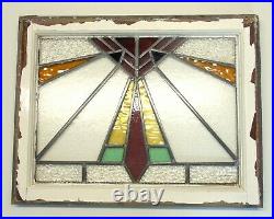 Antique Arts & Crafts Deco Mission Bungalow Stained Leaded Glass Transom Window