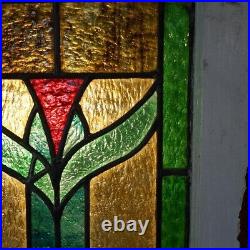 Antique Arts & Crafts Leaded Slag Glass Window C1910