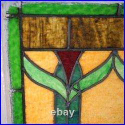 Antique Arts & Crafts Leaded Slag Glass Window C1910