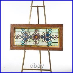 Antique Arts & Crafts Leaded Stained, Slag & Jeweled Glass Window Circa 1900