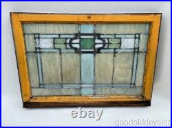 Antique Arts & Crafts Stained Leaded Glass Transom Window 32 x 23