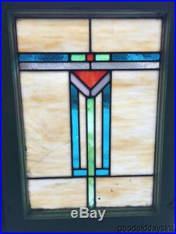 Antique Arts & Crafts Stained Leaded Glass Window 25 by 18 Circa 1915