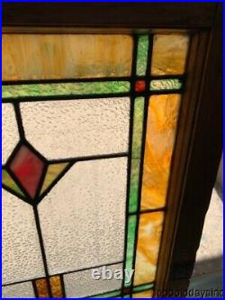 Antique Arts & Crafts Stained Leaded Glass Window 30 x 25 Circa 1915