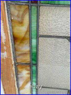 Antique Arts & Crafts Stained Leaded Glass Window 30 x 25 Circa 1915