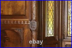 Antique Bay Window Niche, English Paneled, Stained Windows, 1800's, Stunning