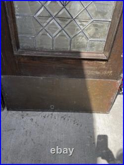 Antique Beautiful Pair Of Glass Leaded Brass Doors 83x36x 1 3/4 Antique Beautiful Pair Of Glass Leaded Brass Doors 83x36x 1 3/4