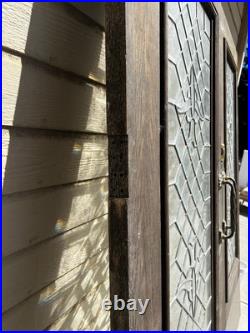 Antique Beautiful Pair Of Glass Leaded Brass Doors 83x36x 1 3/4 Antique Beautiful Pair Of Glass Leaded Brass Doors 83x36x 1 3/4