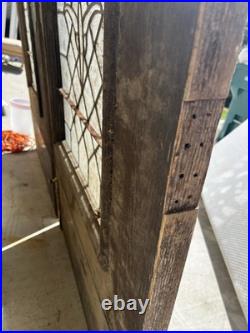 Antique Beautiful Pair Of Glass Leaded Brass Doors 83x36x 1 3/4 Antique Beautiful Pair Of Glass Leaded Brass Doors 83x36x 1 3/4
