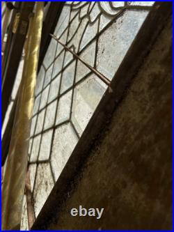 Antique Beautiful Pair Of Glass Leaded Brass Doors 83x36x 1 3/4 Antique Beautiful Pair Of Glass Leaded Brass Doors 83x36x 1 3/4