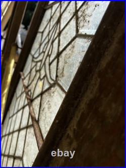 Antique Beautiful Pair Of Glass Leaded Brass Doors 83x36x 1 3/4 Antique Beautiful Pair Of Glass Leaded Brass Doors 83x36x 1 3/4