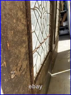 Antique Beautiful Pair Of Glass Leaded Brass Doors 83x36x 1 3/4 Antique Beautiful Pair Of Glass Leaded Brass Doors 83x36x 1 3/4