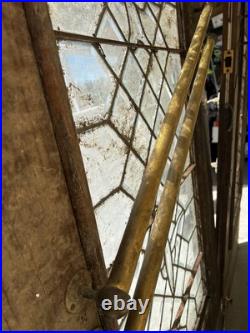 Antique Beautiful Pair Of Glass Leaded Brass Doors 83x36x 1 3/4 Antique Beautiful Pair Of Glass Leaded Brass Doors 83x36x 1 3/4