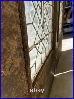 Antique Beautiful Pair Of Glass Leaded Brass Doors 83x36x 1 3/4 Antique Beautiful Pair Of Glass Leaded Brass Doors 83x36x 1 3/4