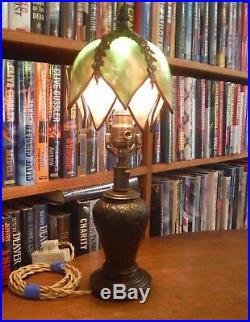 Antique Bent Slag Leaded Glass Handel Boudoir Lamp Miller Bradley Hubbard styles