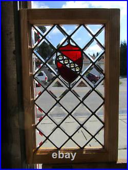 Antique Beveled Jeweled Stained Glass Window 17.5 X 27.5 Salvage