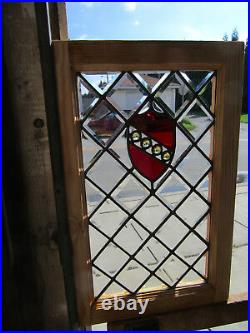 Antique Beveled Jeweled Stained Glass Window 17.5 X 27.5 Salvage
