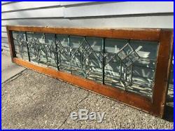 Antique Beveled Leaded Glass Transom Window 64 by 17 Circa 1900