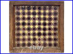 Antique Bottle Glass Bullseye Framed Window Panel 35 x 33-3/4 Antique Bottle Glass Bullseye Framed Window Panel 35 x 33-3/4