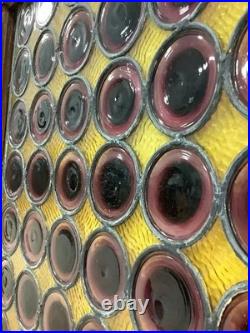 Antique Bottle Glass Bullseye Framed Window Panel 35 x 33-3/4 Antique Bottle Glass Bullseye Framed Window Panel 35 x 33-3/4