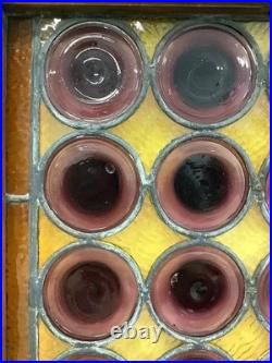 Antique Bottle Glass Bullseye Framed Window Panel 35 x 33-3/4 Antique Bottle Glass Bullseye Framed Window Panel 35 x 33-3/4