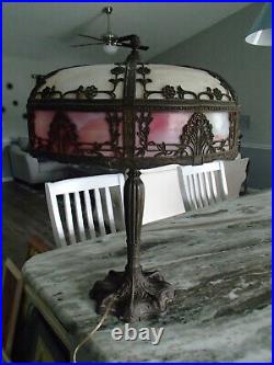 Antique Bradley & Hubbard / Tiffany Era 1905-25 Hand Made Lead Glass Table Lamp