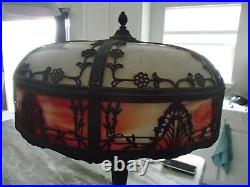 Antique Bradley & Hubbard / Tiffany Era 1905-25 Hand Made Lead Glass Table Lamp