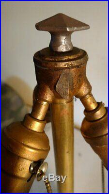 Antique Bradley and Hubbard 3 socket Acorn lamp base for slag or leaded glass