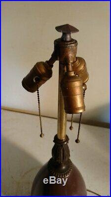 Antique Bradley and Hubbard 3 socket Acorn lamp base for slag or leaded glass