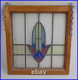 Antique British Pub Style English Hanging Window Frame Leaded Stained Glass