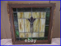 Antique COLORFUL Leaded Stained Slag Glass Tulip Window from CHICAGO ESTATE