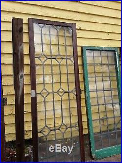 Antique Chestnut Leaded Glass Door