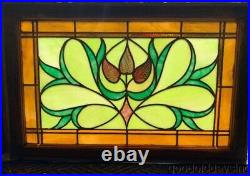 Antique Chicago Art Nouveau Stained Leaded Glass Transom Window 34 x 22