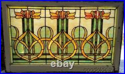 Antique Chicago Art Nouveau Stained Leaded Glass Window Circa. 1910 44 x 26
