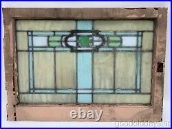 Antique Chicago Arts & Crafts Stained Leaded Glass Transom Window 32 x 23