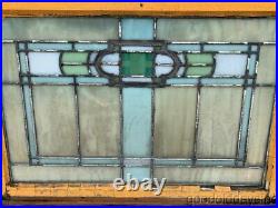 Antique Chicago Arts & Crafts Stained Leaded Glass Transom Window 32 x 23