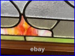 Antique Chicago Arts & Crafts Stained Leaded Glass Transom Window 65 x 21
