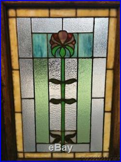 Antique Chicago Arts & Crafts Stained Leaded Glass Window 35 by 24 Circa 1910