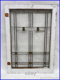 Antique Chicago Bungalow Art Deco Stained Leaded Glass Mirrored Window 37 x 26