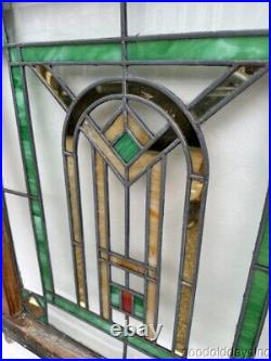 Antique Chicago Bungalow Stained Leaded Glass Window 32 x 26