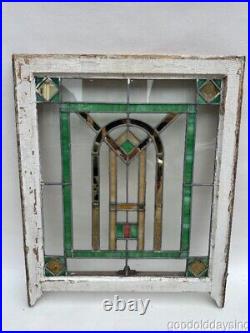 Antique Chicago Bungalow Stained Leaded Glass Window 32 x 26