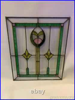 Antique Chicago Bungalow Style 1920's Stained Leaded Glass Window 24 20
